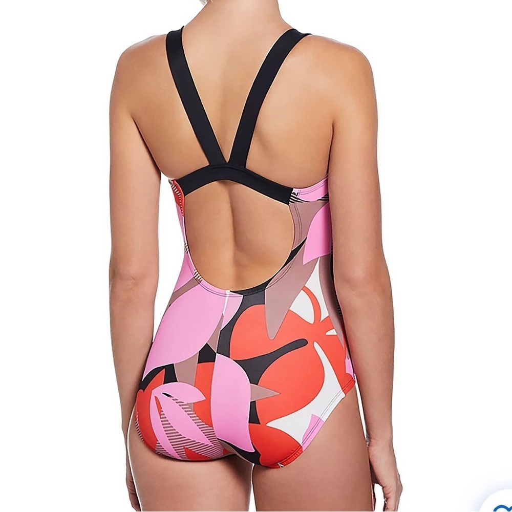 NIKE One Piece Competitive swimwear Suwimsuit L Pink Red Floral